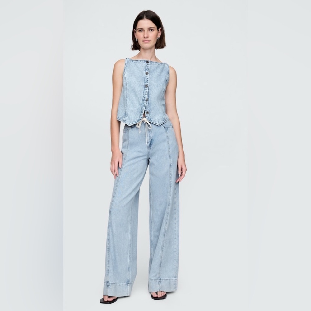 Gap Mid Rise UltraSoft Denim Baggy Trousers